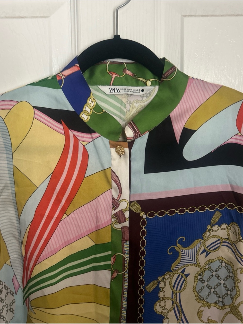 Zara Multicolor Patterned Button-Front Midi Dress - Picture 3 of 5